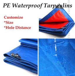 Personalizar tamanho 0,32 mm PE Rain Tarpaulin Tarpe Sunshade Tarpo Impermeável Lateral duplo lateral leve camada de lasca à prova de alcatrão Ulv