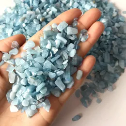 100 g 8-12 mm natürliche Aquamarin-Quarzkieskristall-Stein-Stein-Schnörchips Exemplar Lucky Natural Stones und Mineralien