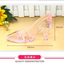 12pcs/24pcs Sapatos de cristal de plástico de aniversário Decoração de casa Cinderela sapatos de salto alto Sapatos de casamento Presente de chá de bebê