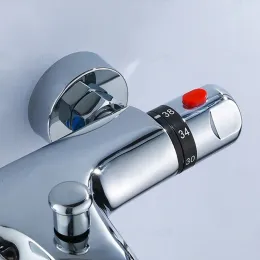 Termostatyczna wanna mikser prysznicowa łazienka nowoczesna chromowa ściena montowana na ścianie pojedynczej zaworu prysznicowego kranu prysznicowy