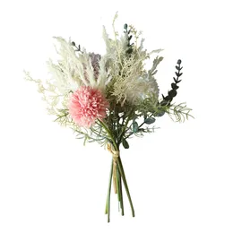 Bouquet di fiori artificiali bianchi, fiore falso, dente di leone di seta, eucalipto, ibrido, matrimonio, festa a casa, decorativo, di alta qualità