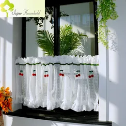 American Flower Lace Window Screen Half Curtain For Kitchen Sheer Voile Window Valance Cafe Kort gardinskåp Dörr Billigt