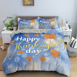 Herbst Thanksgiving Day Bettwäsches Set Single King Queen Dobuvet -Cover mit Reißverschluss -Quilt -Decke und Kissenbezug