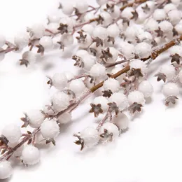 1 pcs bacche bianche artificiali steli rami di bacche di natale per fiori disposti per i mestieri fai -da -te decorazioni di alberi di neve finti