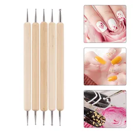 5Pcs/Set Wooden Nail Art Dotting Pen Dual Arrange Design Painting Drawing Pulling Accessories Art Nails Brushes Manicure Tools