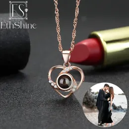 Ethshine Custom Heart PO Necklace Collana Proiezione Collana Sterling Sterling Personalized Cioncant I Love You Collana 100 Lingue 240329