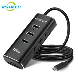 Hubs RSHTECH A104D USB 3.1 HUB 5IN1 10Gbps Transmission with TF/SD Card Reader Type C HUB USB Splitter Extender for Laptop MacBook