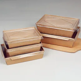 20/30pcs Kraft Paper Box Box Comida Rápida Caixas de embalagem de takeaway