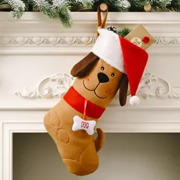 니트 크리스마스 스타킹 눈송이 사탕 트리트 양말 선물 선물 홀더 가방 매달린 루프 크리스마스 나무 벽난로 장식