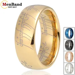 Menband 6 mm 8 mm Laser Grawed Ring Men Men Women Wedding Pround Tungsten Pierścień Doprotka Błyskawiczna komfort Fit 240322