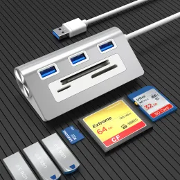 Okuyucular USB Hub Kart Okuyucu 3 Bağlantı Noktaları USB 3.0 TF / SD Kart Okuyucu Multi USB Splitter USB Kart Okuyucu Windows Mac OS Damla Dönemi