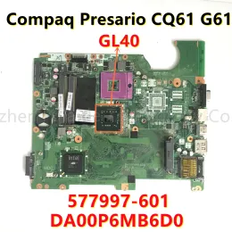 Moderkort DA00P6MB6D0 Mainboard för HP Compaq Presario CQ61 G61 Laptop Motherboard 577997001 577997501 577997601 med Intel GL40 testad