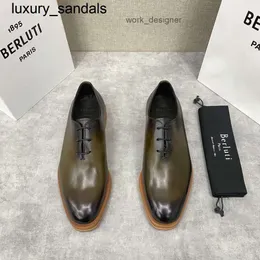 Berluti Business Leather Shoes Oxford Calfskin Handmade Handmade 23 Berluti 3cm shight seight Up Derby Trendy Urban stylewq an8y