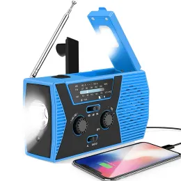 Radio Emergency Radio Portable Hand Crank Solar Powered Radio AM/FM/WB Weather Radio LED Flashlight 2000mAh Power Bank Phone Charger