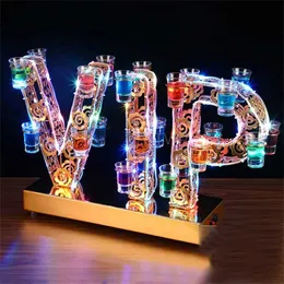 LED Rave Toy Recarregable Shot Glass Holder Flashing Up Whisky Cocktail Wine Cup Rack para bar Disco Nightclub Decor 240411