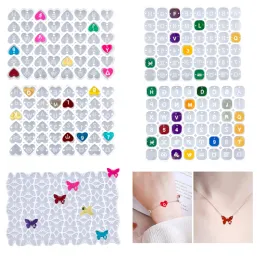Square Heart Letter Nummer Silikonform Charms Anhänger Epoxidharz Alphabet Perlenform für DIY -Armbandschmuckzubehör