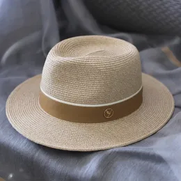 Designer Natural Panamá Panamá Softe Straw Hat Summer Mulheres de largura Brim Beach Sun Cap Protection UV Fedora Presente 240410