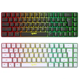 Teclados mini rgb 60% teclado para jogos, 68 chaves pequenas compactas usb arco -íris