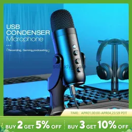 Microphones USB microphone for PC and Mac game recording streaming podcasts computer condenser with phone adapter headphone outputQ