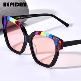 Occhiali da sole polarizzati acetato di Hepidem uomini colorati retrò alla moda retrò occhiali da sole gatto uv400 donne sfumature h9340t 240326