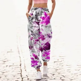 Women's Pants Summer For Women Casual Wide Leg Print Bottom Sweatpants Pockets High Waist Sporty Gym Athletic Office