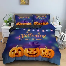 Happy Halloween King Queen copripiumino set di biancheria da letto di zucca aranci