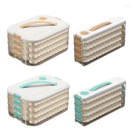 Förvaringsflaskor Kylskåp Dumpling Box Stapelbar Cookie Clear Accessories Holder Multi-Layer Behållare med handtag 4-lagar