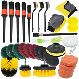 Detalj Borste Set Power Scrubber Drill Car Detalj Borstar Luft VENTER Polering Sponge Pad Glass Wheel Tire Rim Cleaning Tools