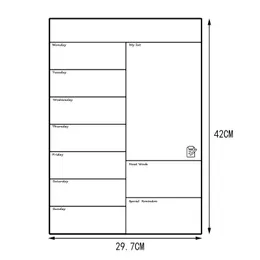 A3 Magnetic Weekly Planner Board Scheda di lavagna per il calendario della scheda bianca del frigorifero per cucina multiuso per la pianificazione del menu