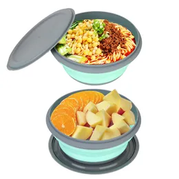 3pcs/set 실리콘 접이식 도시락 음식 저장 용기 1pc 실리콘 컵 휴대용 접이식 스낵 샐러드 그릇 뚜껑 그릇 세트