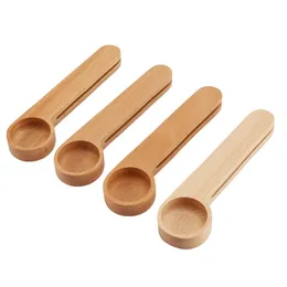 Yo4Pieces Wood Coffee Scoop com clipe Medição de colher de chá de chá de chá solto por 240410