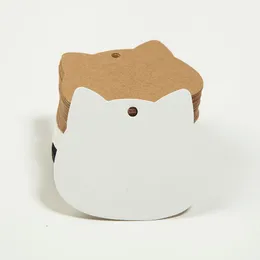 50pcs Cat Shape Tags White Kraft Paper Hang Tag Sacos de presente Rótulo de festas artesanais para festas de casamento em casa Acessórios DIY Crafts