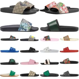 Designer sandálias ao ar livre Men borracha para homens femininos Itália Brocada floral slides slides deslizantes deslizantes de plataforma plana chinelos de verão sandália de praia s4zg#