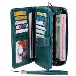 kismis RFID Ladies Fi Lg Wallet - Large Capacity Zipper Leather Coin Purse e7dj#