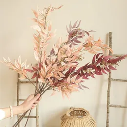 竹の葉の長い枝の人工葉シルクフラワーアパートメントウェディングファームハウスの家の装飾偽の植物ウィローデコーラ2673