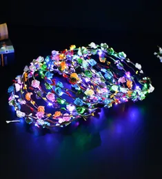 Migające sznurki LED Glow Flow Flower Crown Opaski na głowę lekkie impreza Rave Kwiatowe włosy girlandowe świetliste wieniec Wedding Flower Prezent Rra26225015771