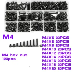 Grade12.9 DIN912 M2 M2 M3 M4 M5 M6 ALLEN BURN HEX Gniazdka Zestaw Glina i zestaw asortymentu nakrętki