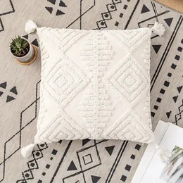 NOWOŚĆ 2024 TASSELS CUSHION CUSHION 45x45CM/30x50CM Beżowa biała poduszka pokrowce na poduszkę dekoracyjną skrzynkę kwadratową domek boho dekoracje makramy poduszki