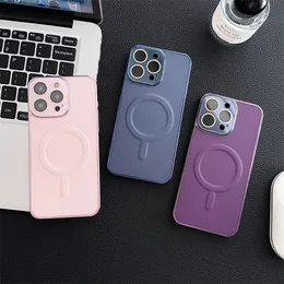 جلد فاخر للمغناطيس اللاسلكي الشحن العلبة لجهاز iPhone 15 Plus 15 14 13 12Pro Max Camera Lens Cover