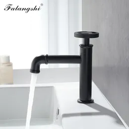 Rubinetto del bacino in stile industriale retrò a base di lavandino da bagno a freddo singolo lavandino del lavandino opaco in ottone nero rubinetto per colpi d'acqua monte WB1103