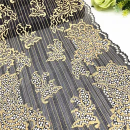 3y/lot Width 11 inch 28cm Ginger Black Yellow Stretch Elastic Wide Lace Trim Garment Sewing Applique Costume Lace Fabrics Skirt