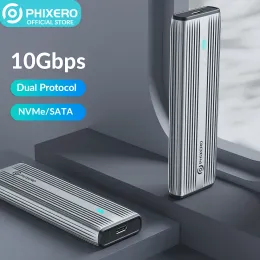 Kapsling Phixero Dual Protocol M.2 NGFF NVME Kåp Extern SSD -fodral USB 3.2 Typ C Hårddiskdisk Cover 10 Gbps HD -lagringsbox Hus