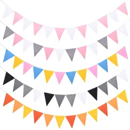 Colored Felt Cloth Garland Flags Bunting Wedding Birthday Party Decor Wall Hanging Banners Baby Shower Supplies Take Photo Props