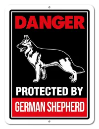 Cuidado com os sinais de pastor alemão Perigo protegido por Shepherd Alemão Cuidado com Dog Warning Metal Aluminium Sign Guard Dog Sinal