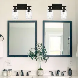 Modern Brushed Nickel Vanity Light with Clear Hammered Glass Shades - 3-Light Bathroom Fixture for Porch or Bath - Sleek Linear Wall Sconce Design