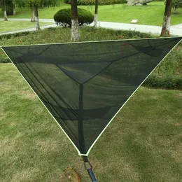 Hammocks cabide de suspensão ao ar livre para acampamento adulto portátil dobrável malha triangular elástica para várias pessoas no ar balançando 4mx4mq