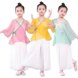 Chińskie folk klasyczne dziewczyny taniec yangko elegancki taniec odzież hanfu fan taniec noszenie harem pant fairy tańca