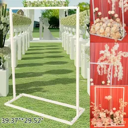 39.37in/78.74in الزفاف Archway Flower Flower Flame Stand Metal Metal Arch Garden Background Bracket White Squar