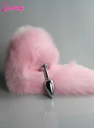 Tail foxdog rosa Metal Furry Plug Furry Plug sexy Plug del culo BDSM Flirt Plug per donne gatto selvatico giocattolo adulto giocattolo di ruolo Y181149051