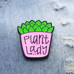 Plant Potted Plant Lady Personality Enamel Creative Brooch Cartoon Special Tide New Lapel Denim Badge Pins anime brooch green pin